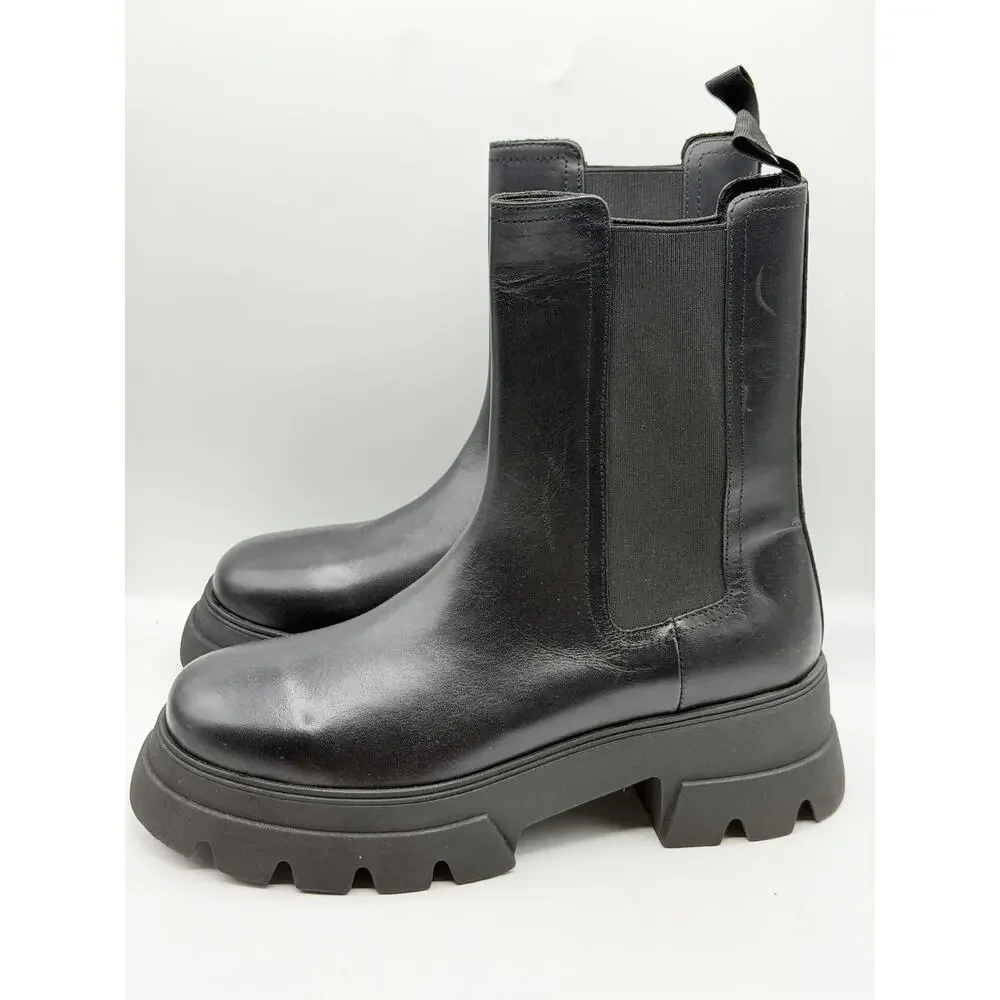 THURSDAY BOOT CO. Reign Mid Chelsea Boots Leather Black Sz 10.5 $168